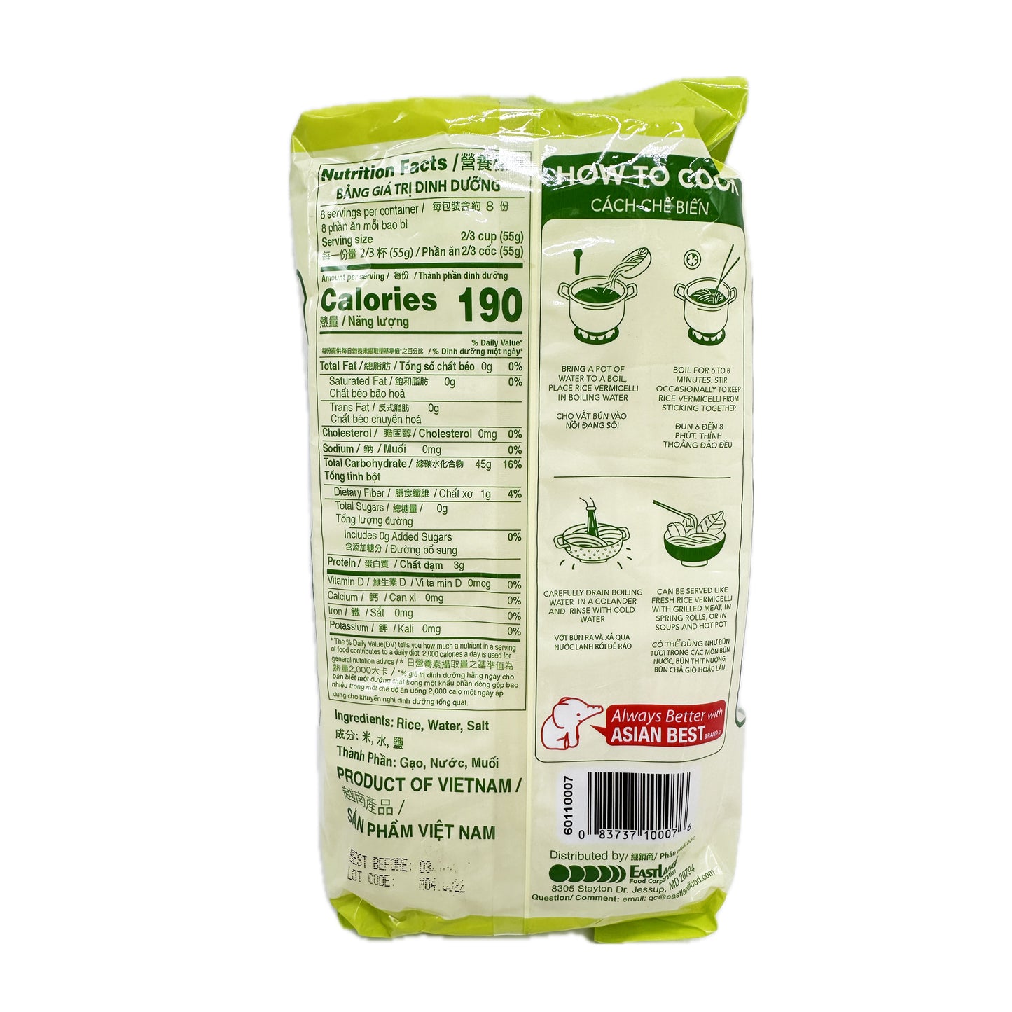Asian Best Bún Gạo Premium Vietnamese Rice Vermicelli - 1 lb