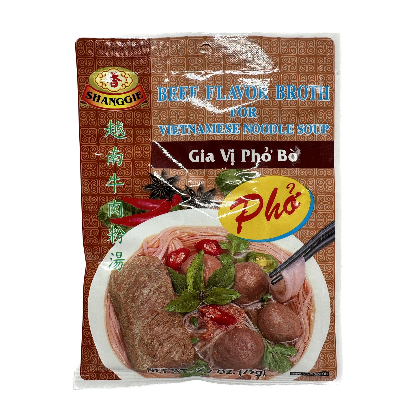 Shanggie Beef Flavor Broth for Vietnamese Noodle Soup Gia Vi Pho Bo - 2.7 oz