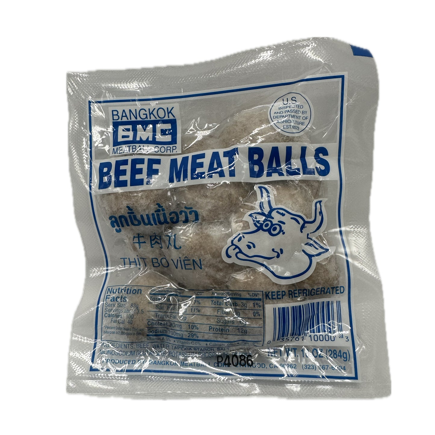 Frozen Beef Meat Balls by by Bangkok MeatBall Corp (BMC) ลูกชิ้นเนื้อวัวแช่แข็ง- 10oz
