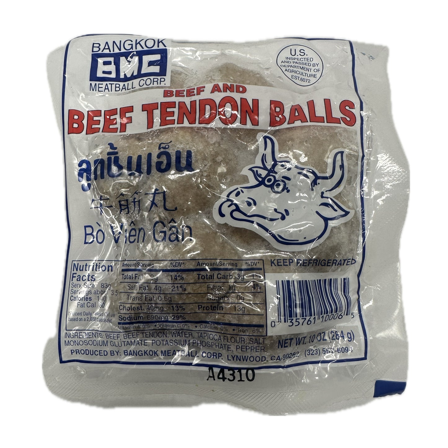 Frozen Beef and Beef Tendon Balls by by Bangkok MeatBall Corp (BMC) ลูกชิ้นเอ็นเนื้อแช่แข็ง - 10oz