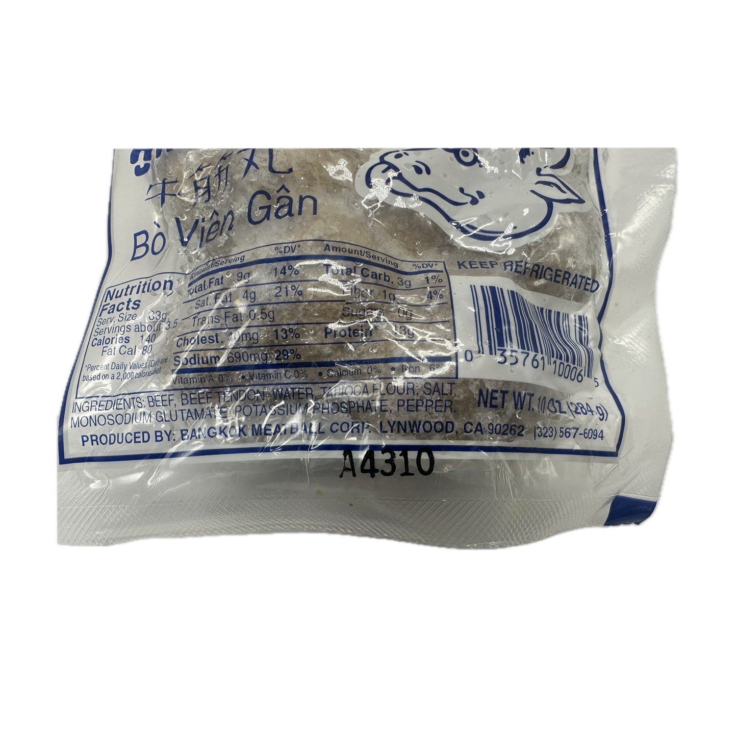 Frozen Beef and Beef Tendon Balls by by Bangkok MeatBall Corp (BMC) ลูกชิ้นเอ็นเนื้อแช่แข็ง - 10oz