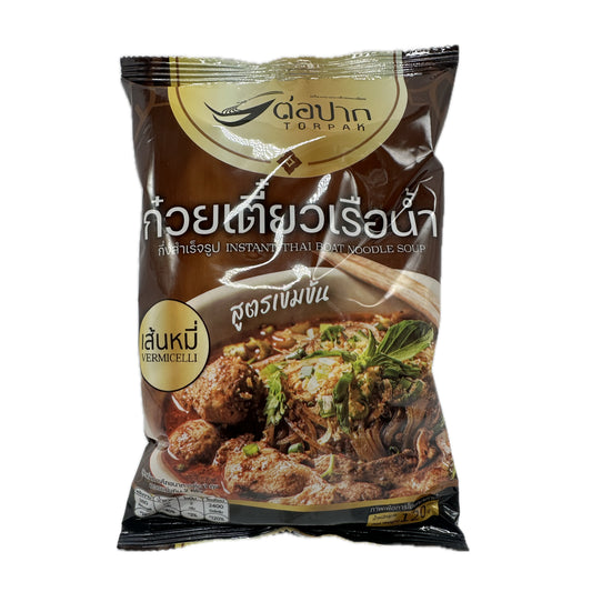 Instant Thai Boat Noodle Soup Vermicelli by Torpak Brand ก๋วยเตี๋ยวเรือน้ำเส้นหมี่ สูตรเข้มข้น ตราต่อปาก - 120g