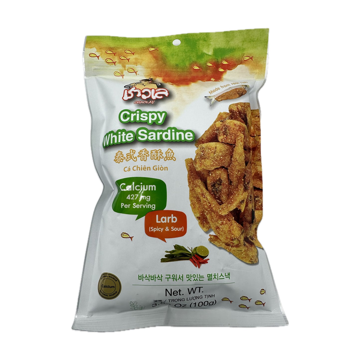 Chaolay Crispy White Sardine Original/ Tom Yum (ต้มยำ)/ Larb (ลาบ) - 3.53 oz