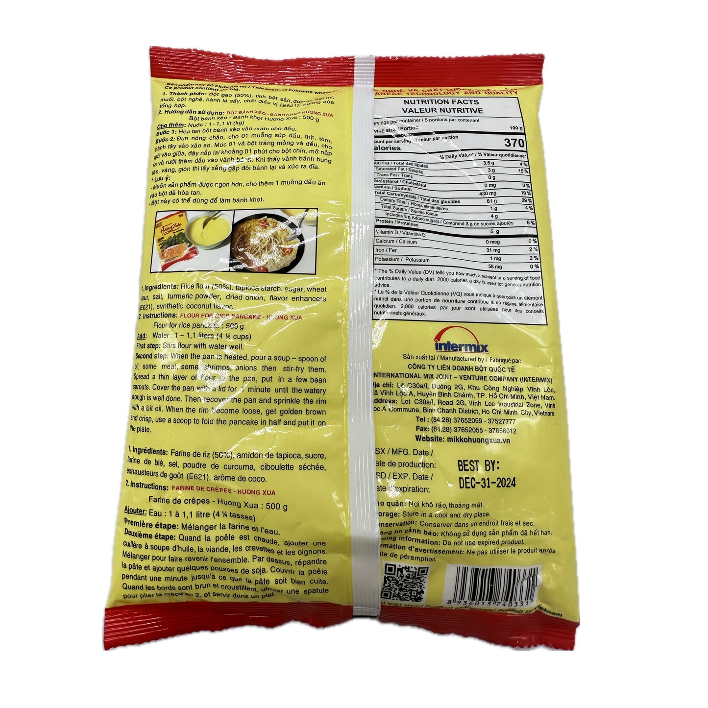 Mikko Ready Mix Flour for Vietnamese Rice Pancake - 17.63 Oz - Bot Banh Xeo Huong Xua 500 G.
