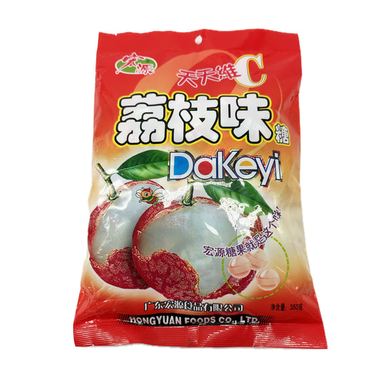 Hong Yuan Food Classic Hard Lychee (Litchi) Flavor Candy Dakeyi - 350g