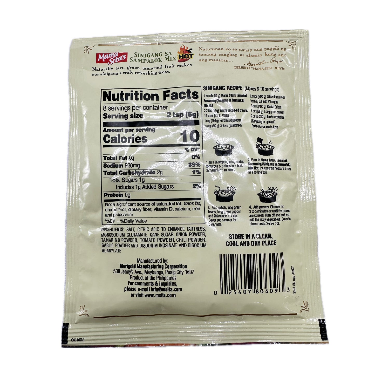 Mama Sita's Sinigang Sa Sampalok Mix Tamarind Seasoning Mix Hot - 50g