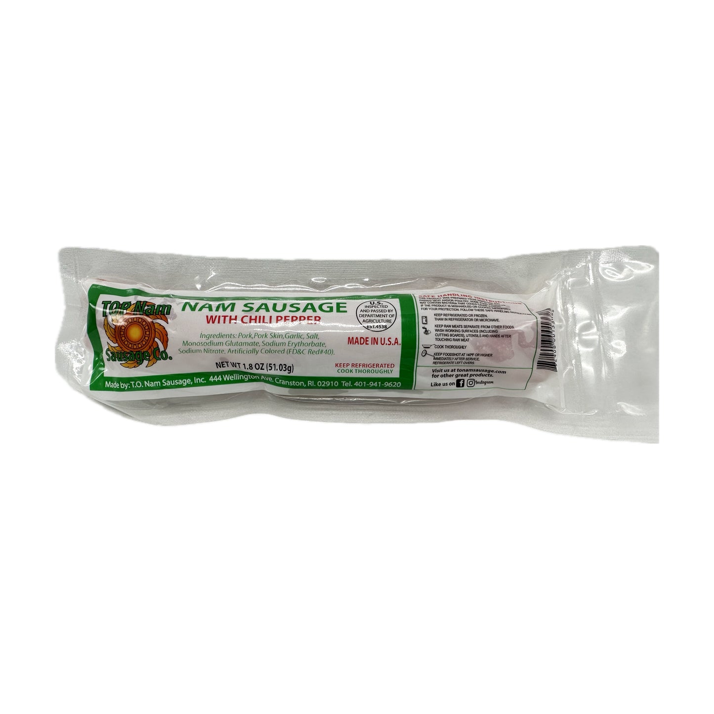 Nam Sausage with Chilipepper แหนม - 1.8 oz