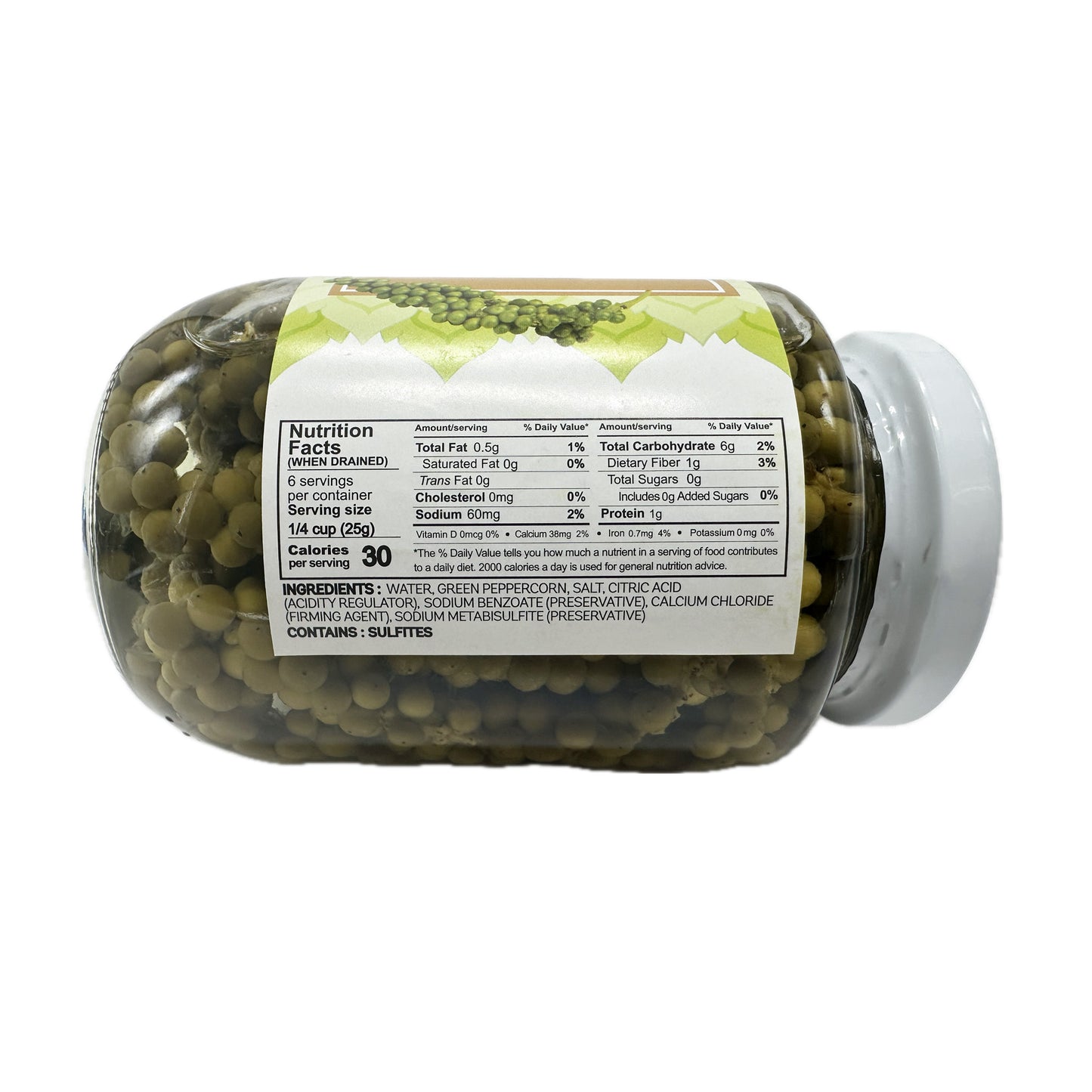 Wangderm Whole Young Green Peppercorn in Brine พริกไทยอ่อน ตราวังเดิม - 16oz