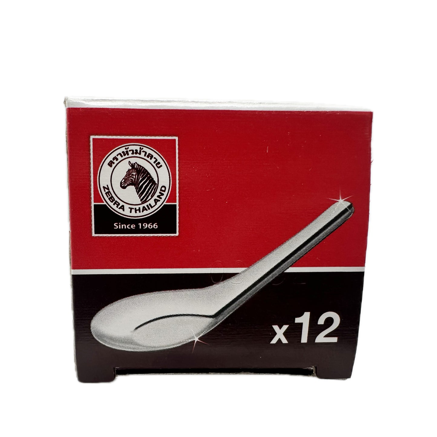 Zebra Spoon Pack of 12 Zebra Thai Chinese Asian Stainless Steel Rice Soup Spoons ตราหัวม้าลาย ช้อนสแตนเลส แพ็ค 12