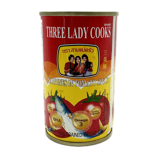 Sardines in Tomato Sauce Three lady Cooks Brand  ปลาซาร์ดีนในซอสมะเขือเทศตราสามแม่ครัว - 155g
