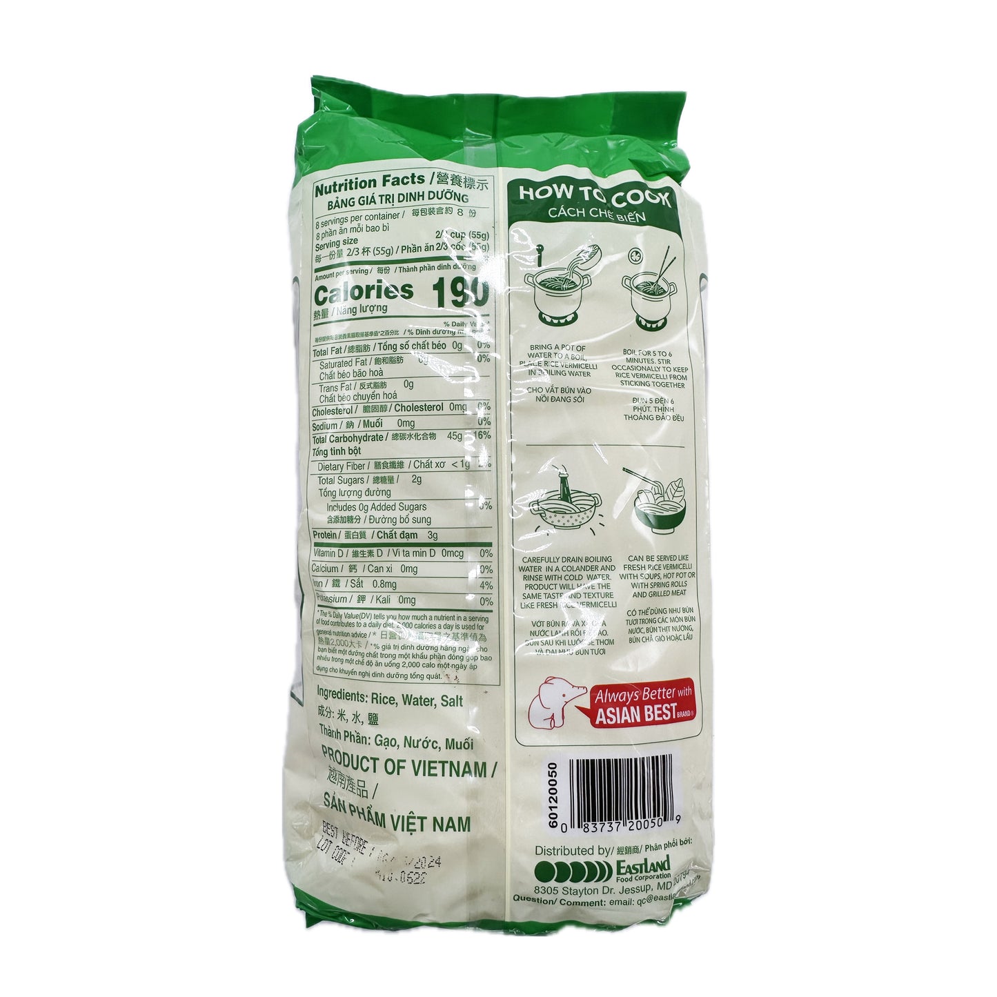 Asian Best Bún Tüoi Premium Vietnamese Fresh Rice Vermicelli - 1 lb