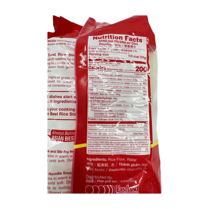 Asian Best Rice Sticks Noodle, Banh Pho Thuong Hang, Size XL เส้นก๋วยเตี๋ยวจันทร์บูรณ์ ขนาดใหญ่ เอเชี่ยน เบสท์ - 1 lb