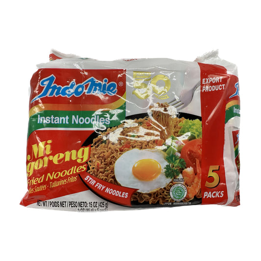 Indomie Mi Goreng Instant Stir Fry Noodles, Halal Certified, Original Flavor 3oz (Pack of 5)