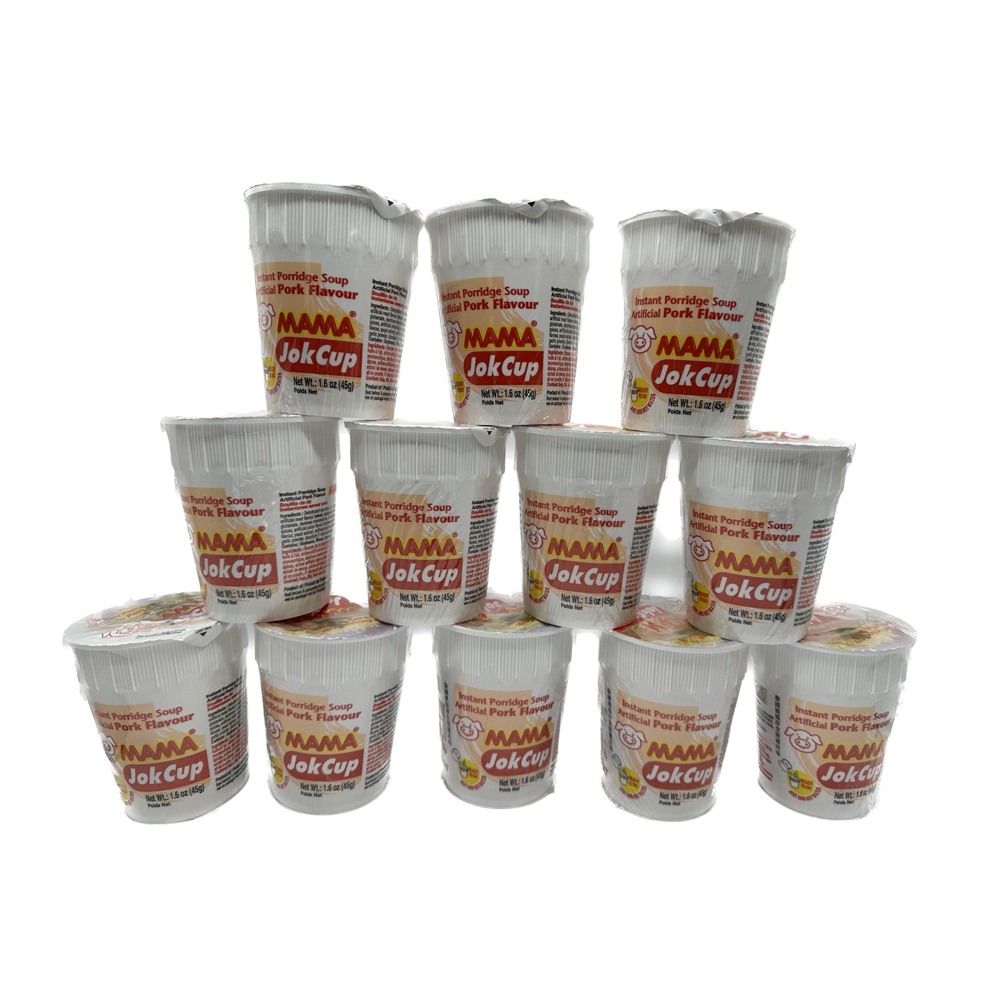 Mama Instant Porridge Soup Cup Jok Artificial Pork Flavor มาม่าโจ๊กคัพ รสหมู (ถ้วย) - 12x45g (1 Case)