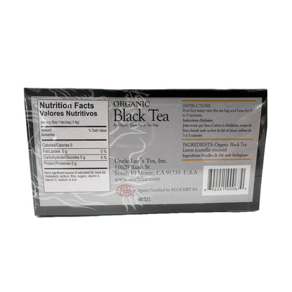 Organic Black Tea Uncle Lee's Tea Brand 100 Tea Bags - 5.64g