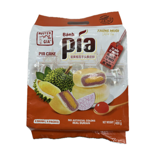Nguyen Gia Banh Pia Cake No Artificial Color with Egg Yolk,Taro & Real Durian Filling - 400g