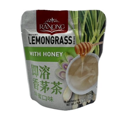 Instant Lemongrass with Honey Drink by Ranong brand - 3.5oz  (10 Sachets * 0.35oz)