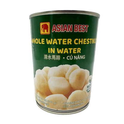 Whole Water Chestnut in Water Asian Best brand แห้วกระป๋อง- 12 oz