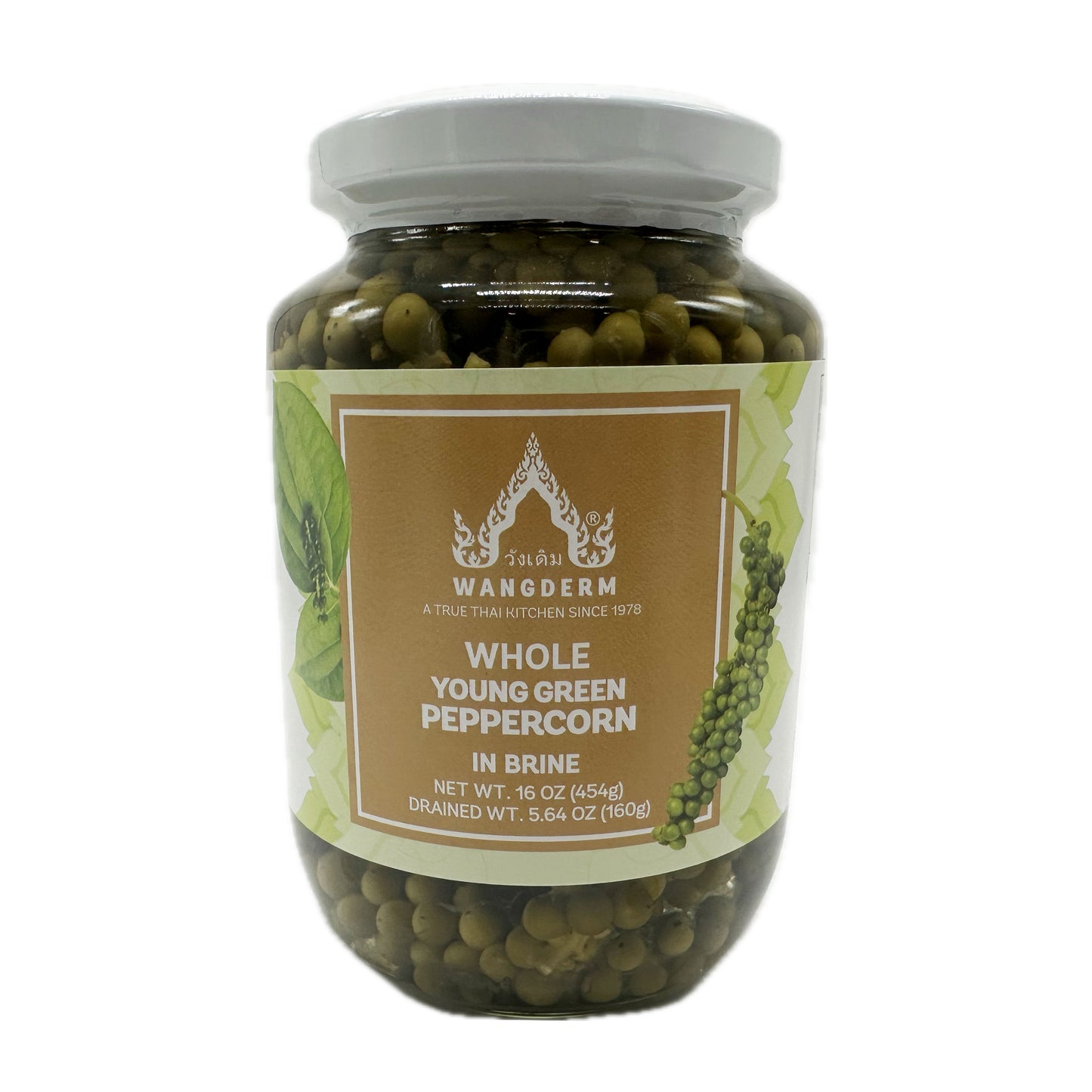 Wangderm Whole Young Green Peppercorn in Brine พริกไทยอ่อน ตราวังเดิม - 16oz