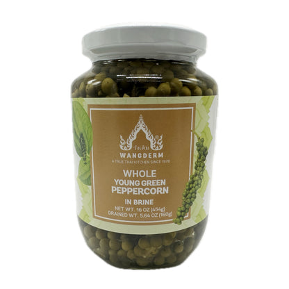 Wangderm Whole Young Green Peppercorn in Brine พริกไทยอ่อน ตราวังเดิม - 16oz